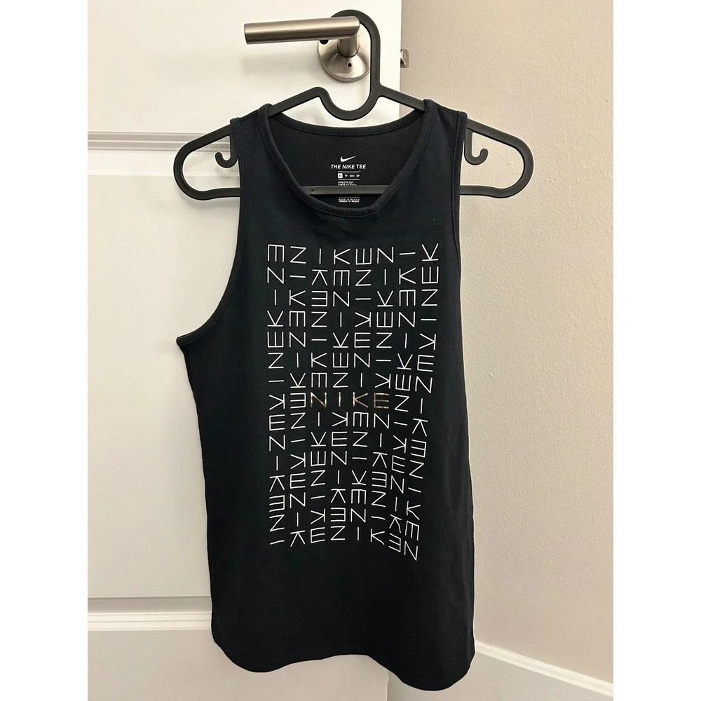 Nike Dri-FIT Graphic Tank Top Womens XS Black‎ Excellent Athletic Cut Sleeveless